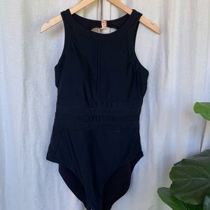 One piece swim suit with mesh